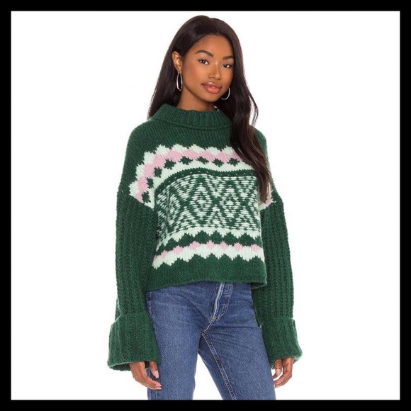 Free People Alpine Knit Pullover Spearmint Pine - Picture 2 of 7